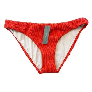 NWT J.Crew Scrunchie Hipster Bikini Bottom Size Large Red/Orange